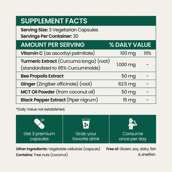 Muévete con mayor comodidad con la curcumina de cúrcuma (1000 mg).