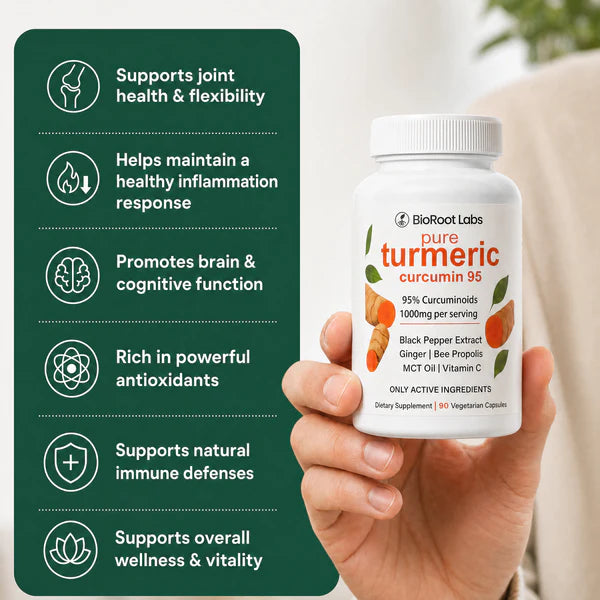 Muévete con mayor comodidad con la curcumina de cúrcuma (1000 mg).