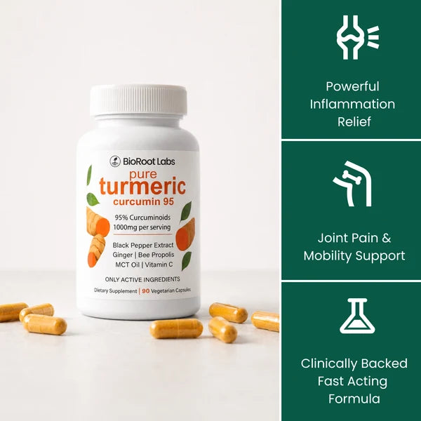 Muévete con mayor comodidad con la curcumina de cúrcuma (1000 mg).