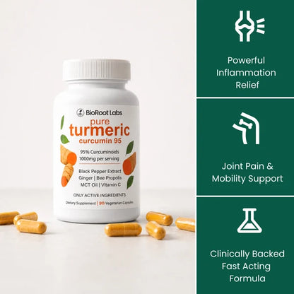 Muévete con mayor comodidad con la curcumina de cúrcuma (1000 mg).